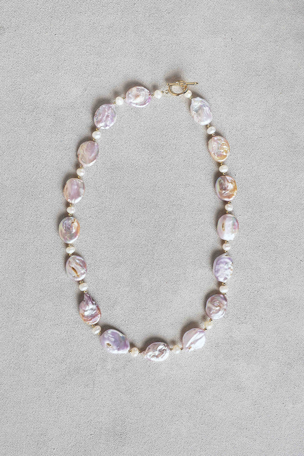 Flat Pearl Necklace – Pink