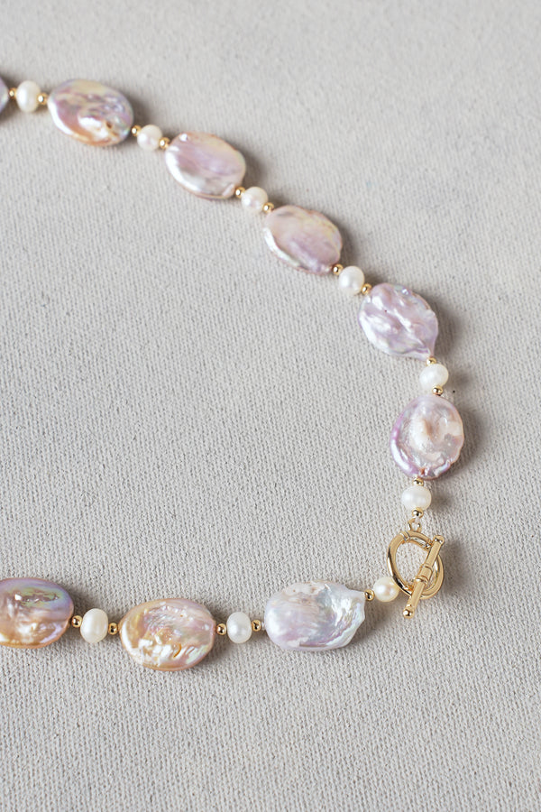Flat Pearl Necklace – Pink