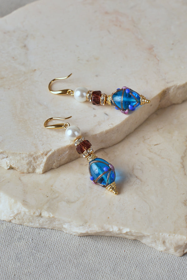 Painted Bead Earrings – Blue
