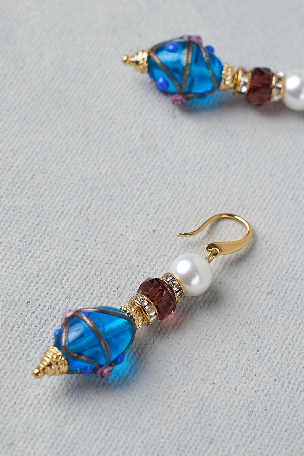 Painted Bead Earrings – Blue