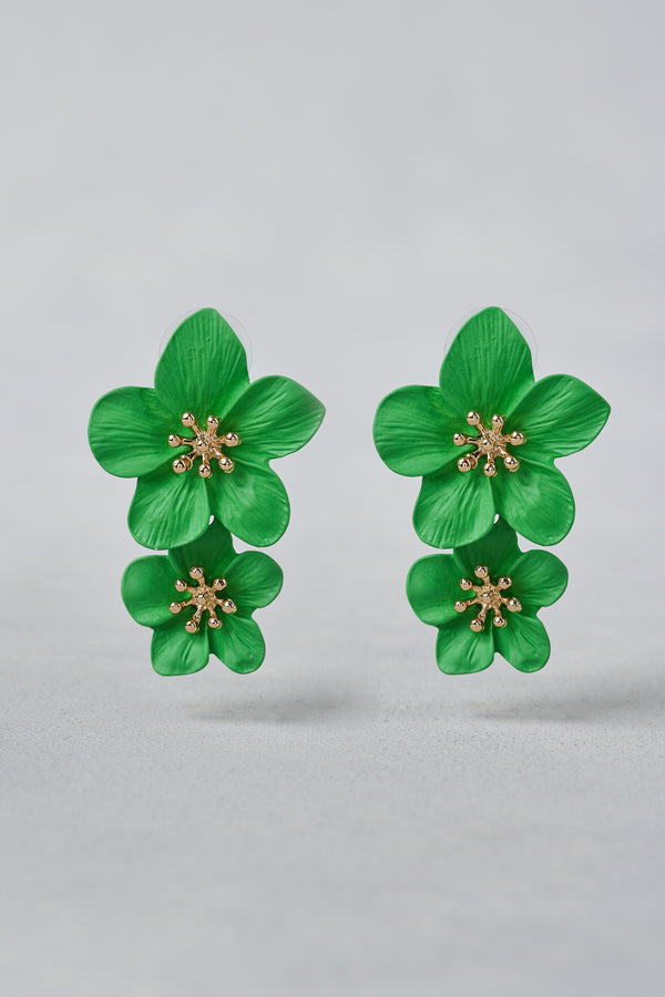 Green Floral Earrings – Green