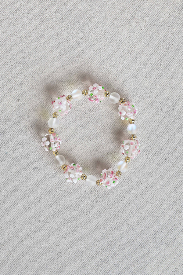 Floral Bead Wrist – White