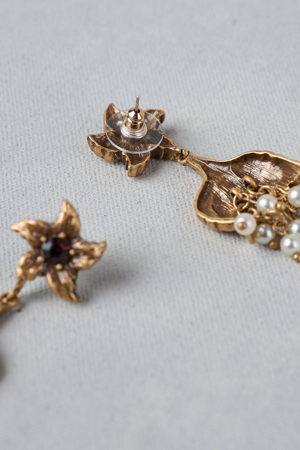 Floral Statement Earrings – Gold