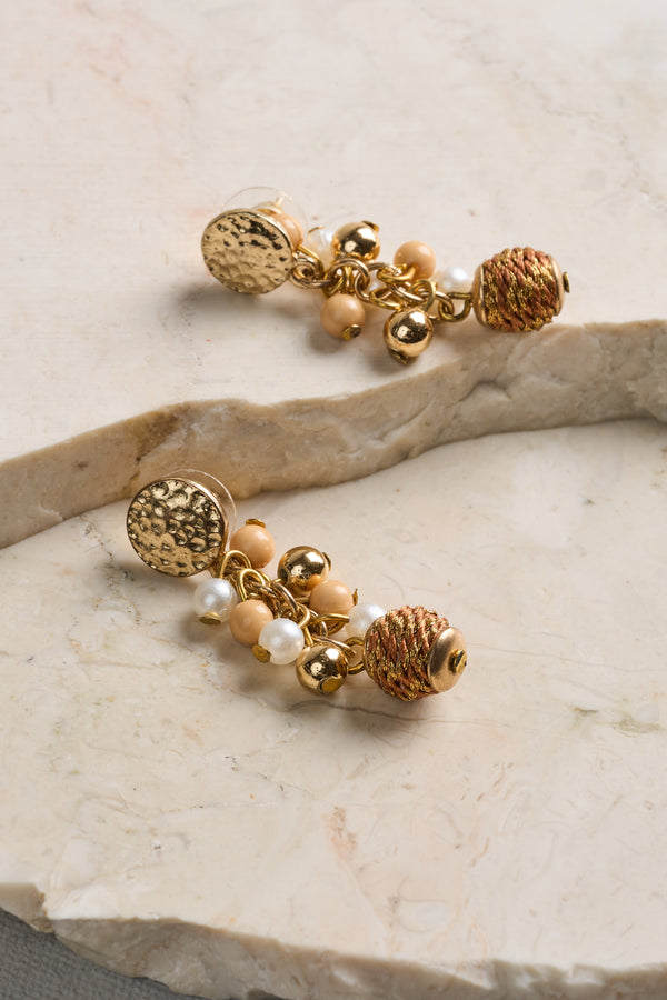 Multi Bead Earrings - Gold