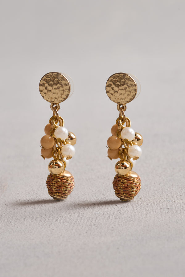 Multi Bead Earrings - Gold