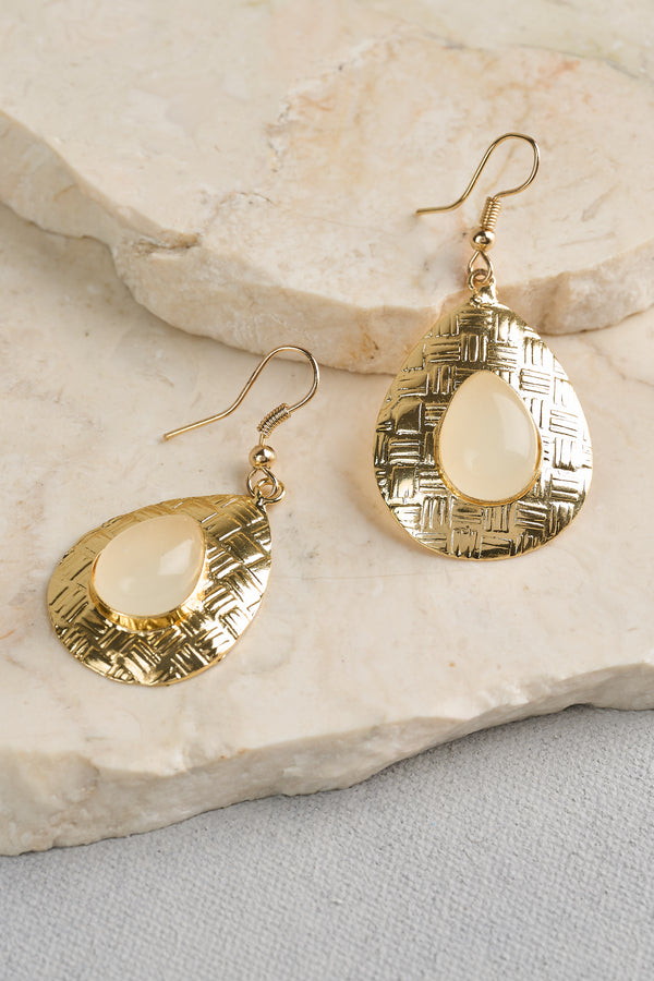 Etched Droplet Earrings - Gold