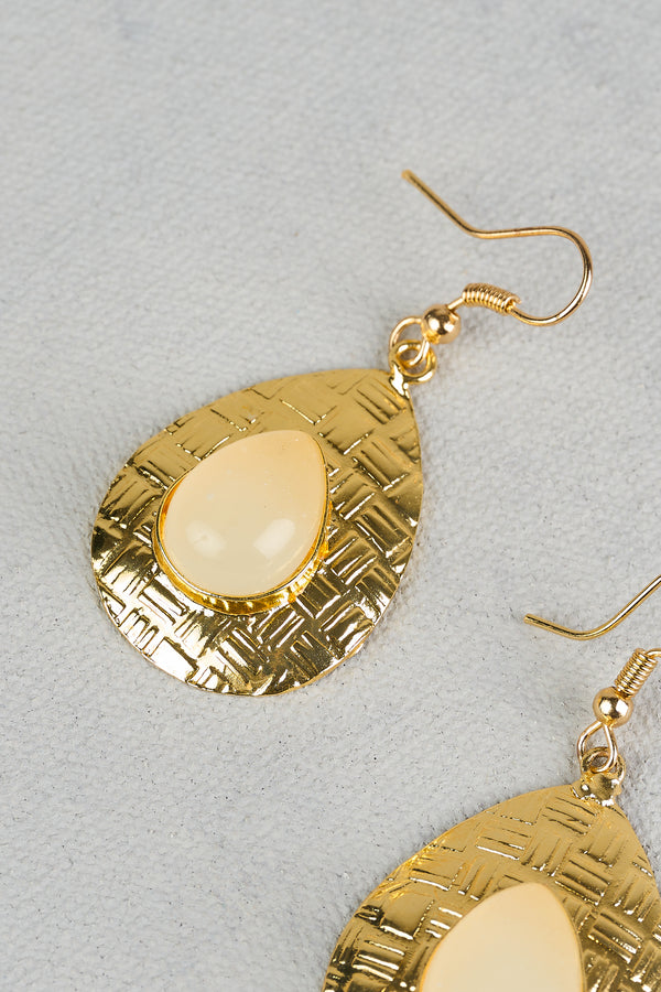 Etched Droplet Earrings - Gold
