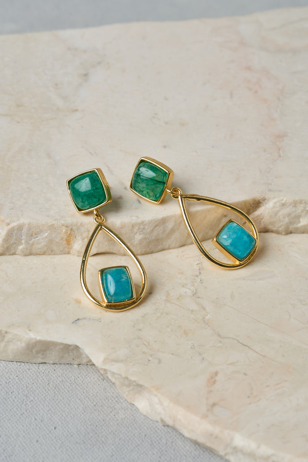 Bead & Tear Drop Earrings - Multicolour