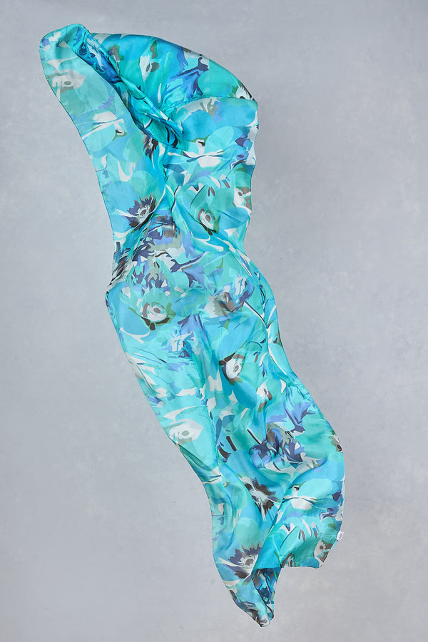 Abstract Print Scarf - Blue