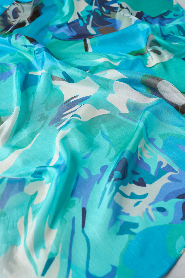 Abstract Print Scarf - Blue