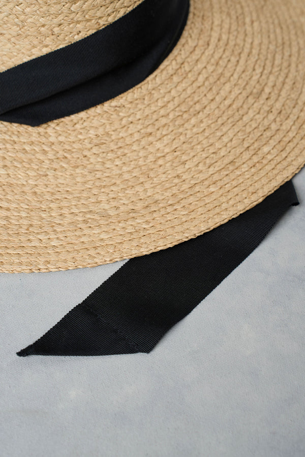 Tie Detail Straw Hat - Natural