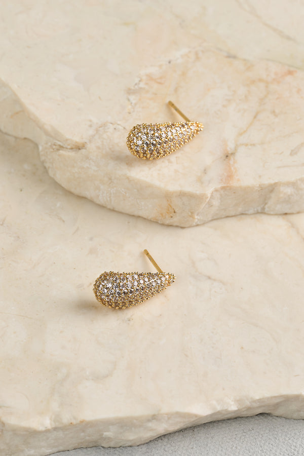 Diamante Tear Drops - Gold