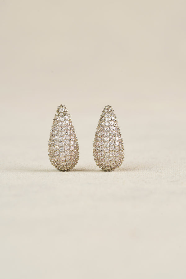 Diamante Tear Drops - Silver