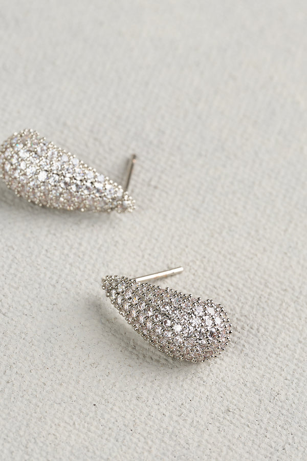 Diamante Tear Drops - Silver