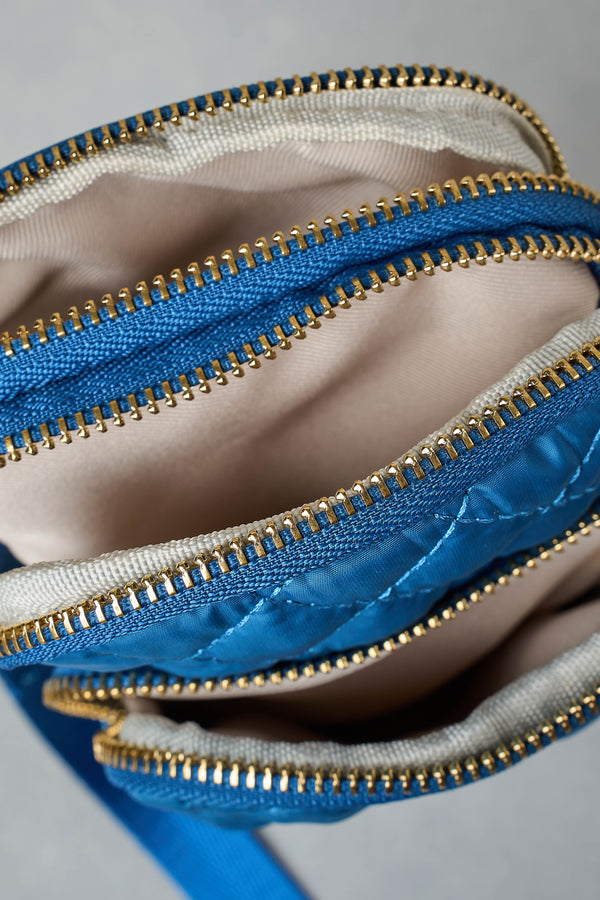 Quilted Phone Bag - Mid Blue