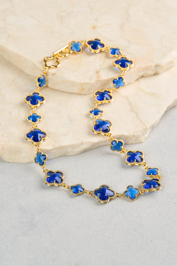 Short Clover Necklace - Blue