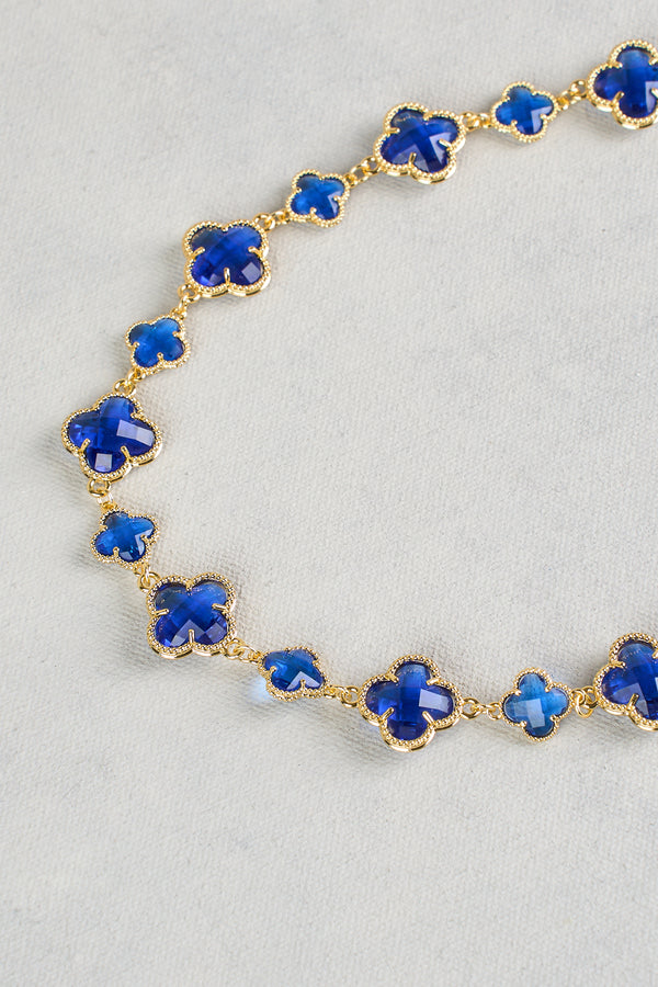 Short Clover Necklace - Blue