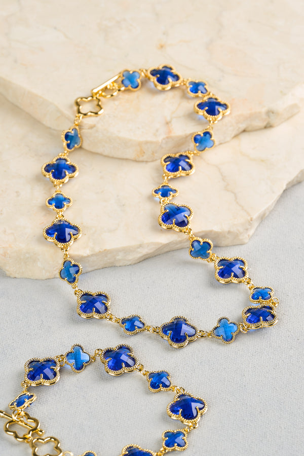 Short Clover Necklace - Blue