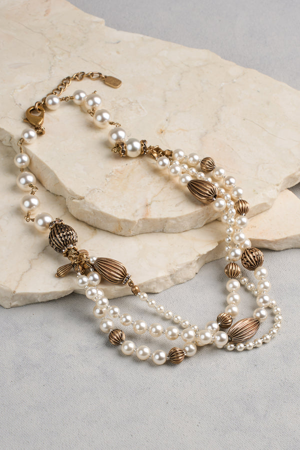 Layered Pearl Necklace - Cream