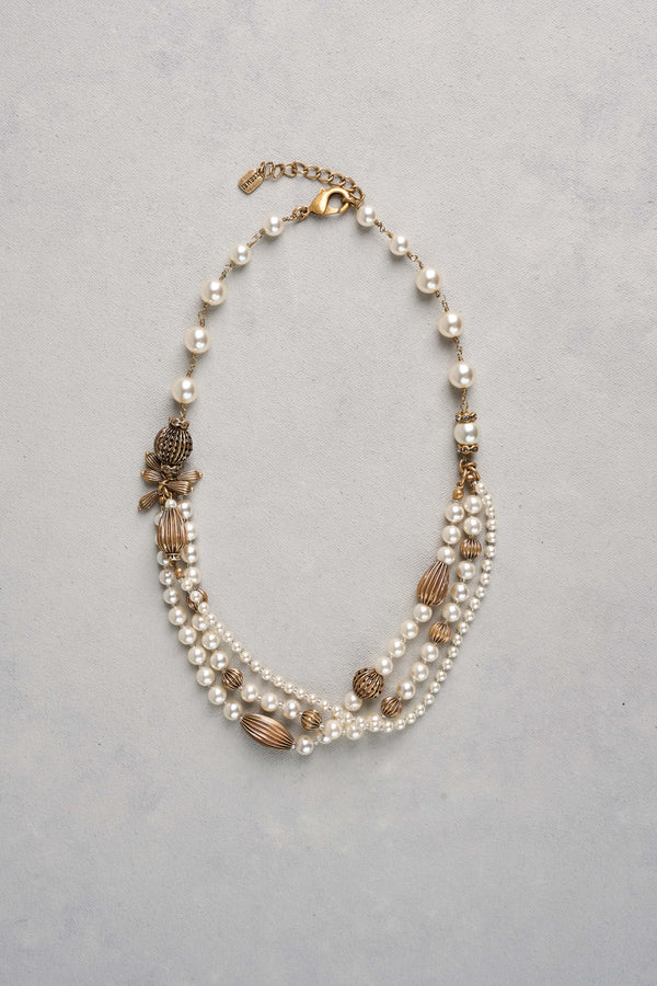 Layered Pearl Necklace - Cream