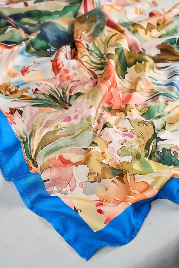 Scenic Print Square Scarf - Multicolour