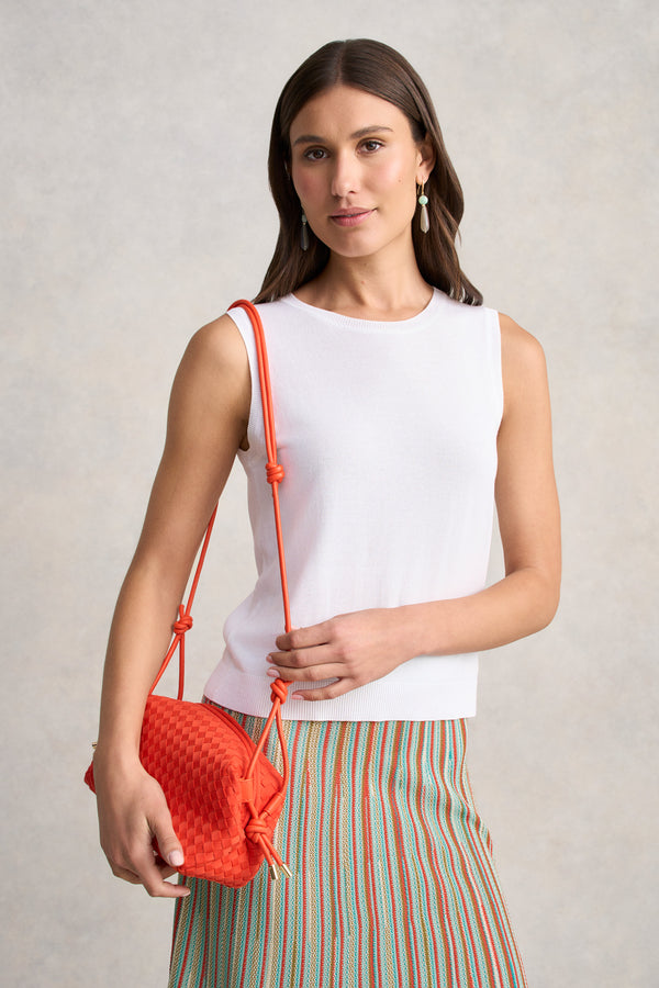 Woven Crossbody Bag - Vermillion Red