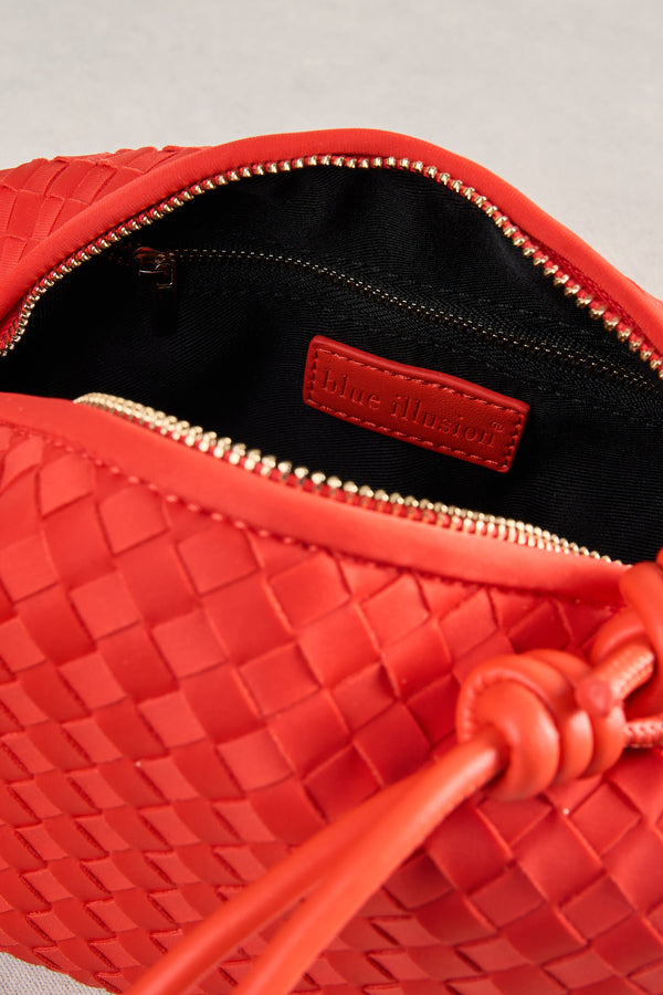 Woven Crossbody Bag - Vermillion Red