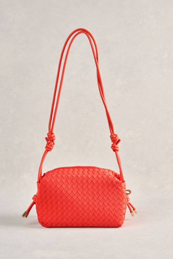 Woven Crossbody Bag - Vermillion Red