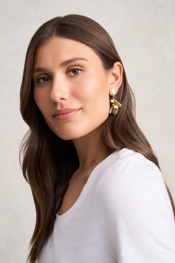 Mixed Bead Earring - Green