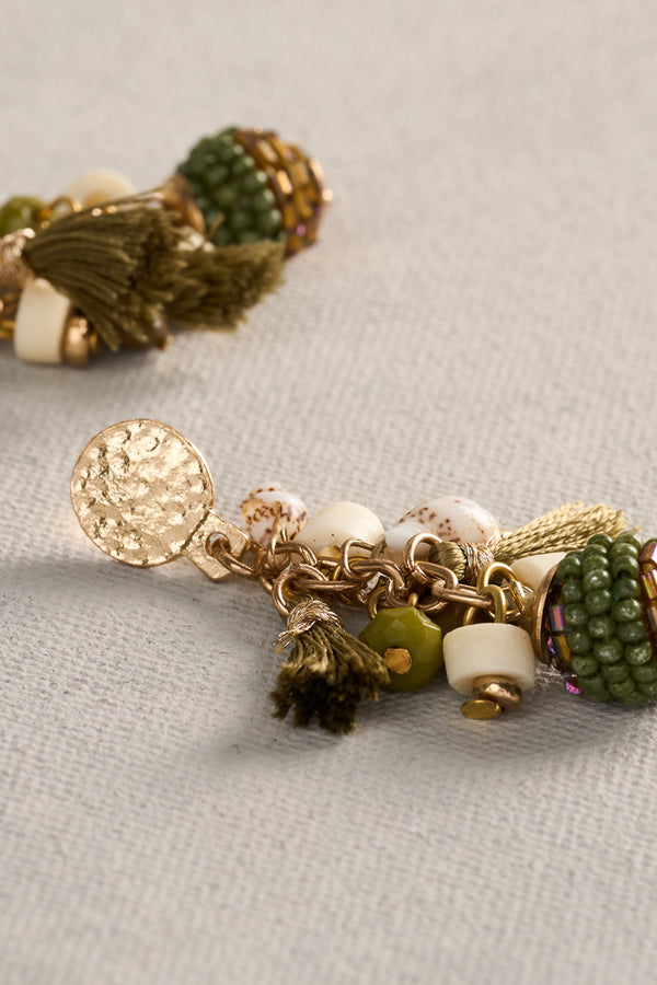 Mixed Bead Earring - Green