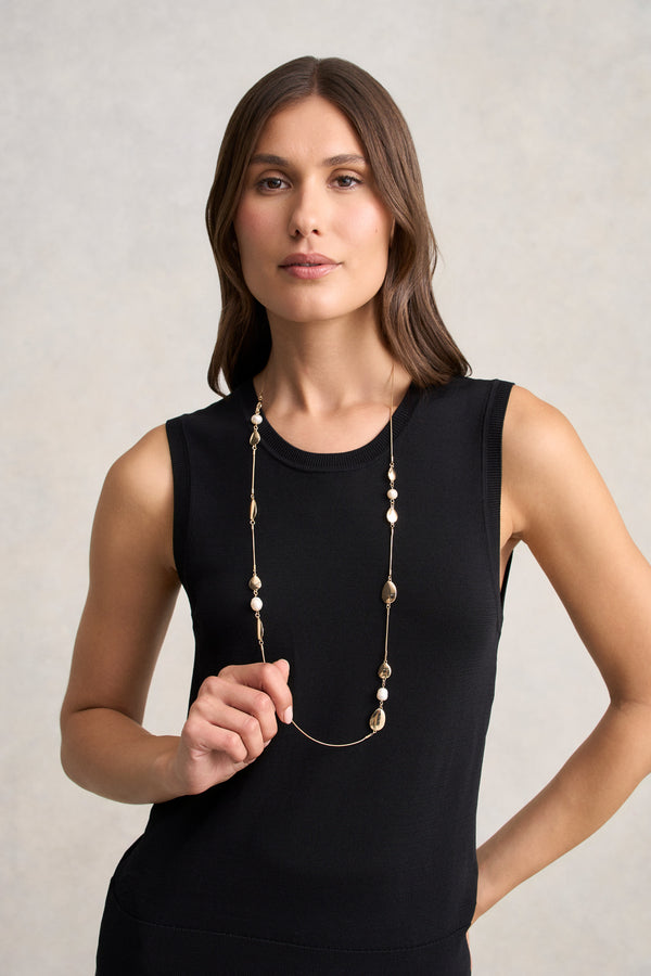 Pearl Station Necklace - Gold