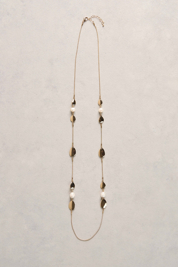 Pearl Station Necklace - Gold