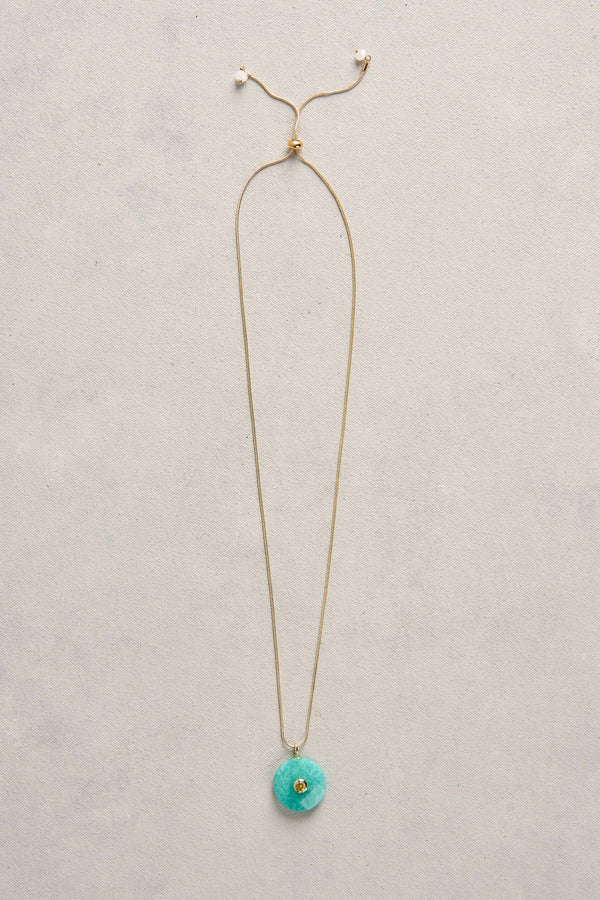 Coloured Pendant Necklace - Aqua