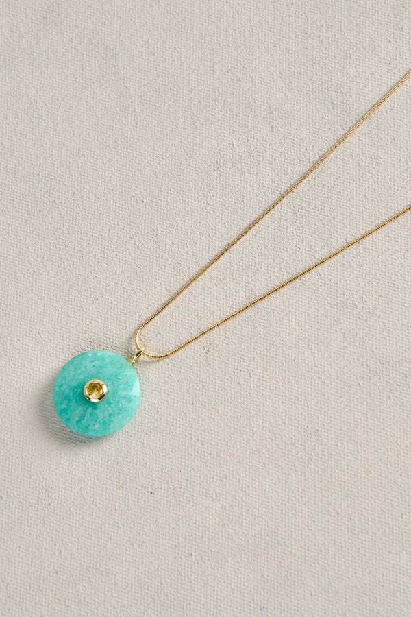 Coloured Pendant Necklace - Aqua