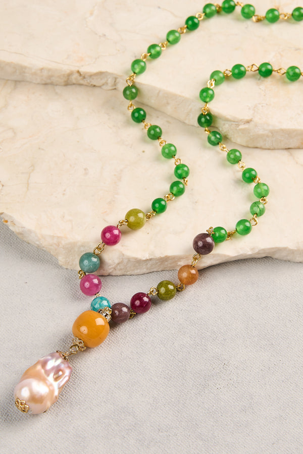 Pearl Pendant Necklace - Multicolour