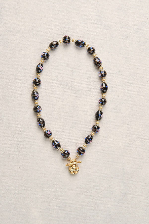 Painted Bead Necklace - Black