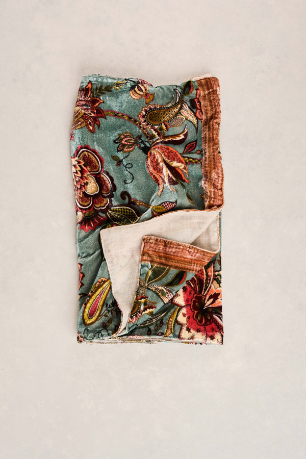 Velvet Floral Scarf - Multicolour