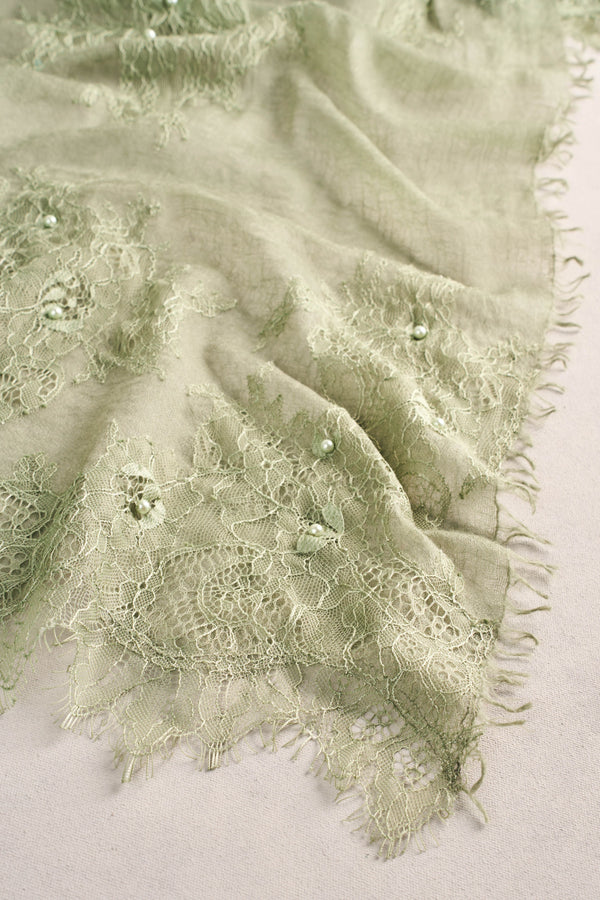 Lace Detail Scarf - Green