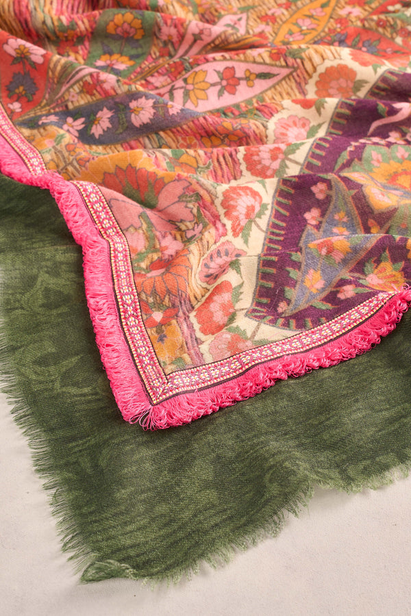 Border Trim Scarf - Multicolour