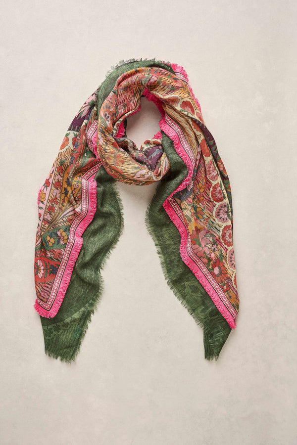 Border Trim Scarf - Multicolour
