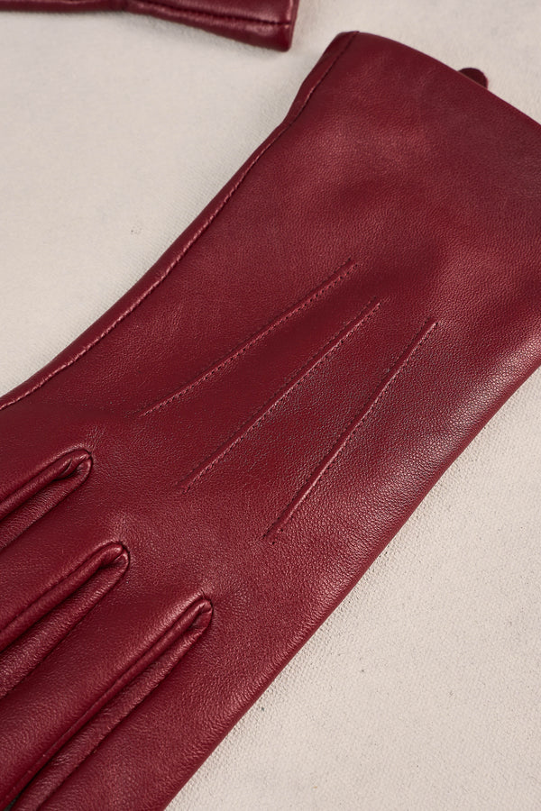 Leather Gloves - Wine