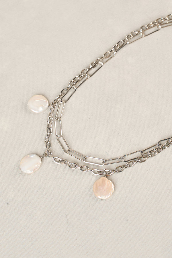 Layered Chain Necklace - Silver