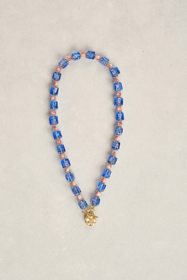 Glass Bead Necklace - Cobalt