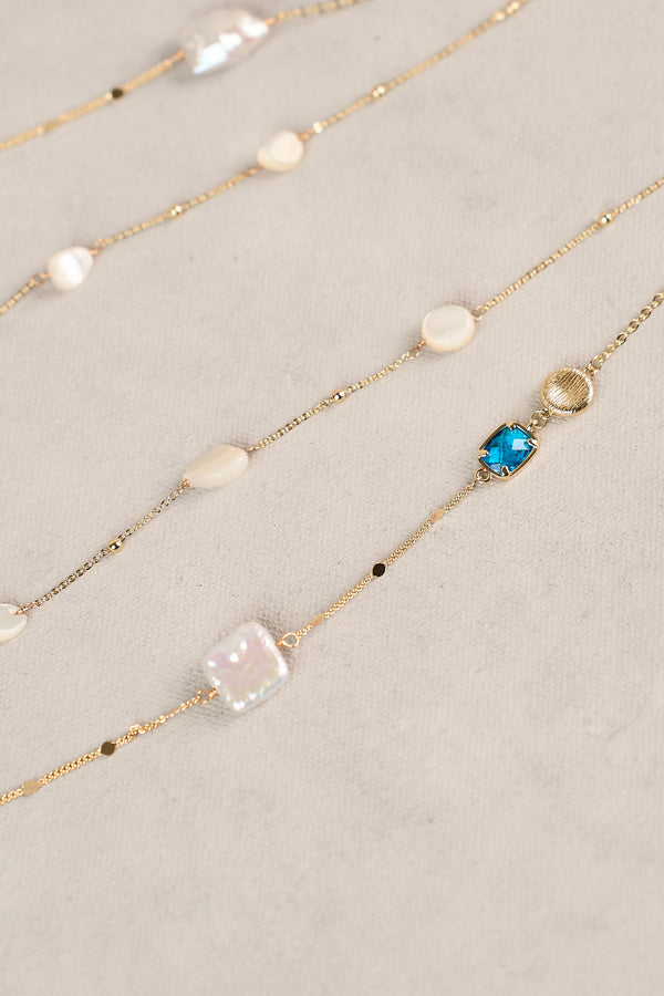 Pearl and Stone Layered Necklace - Multicolour