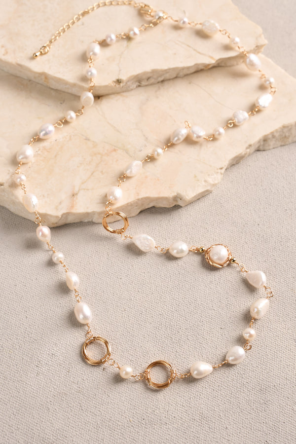 Freshwater Pearl Necklace - Gold