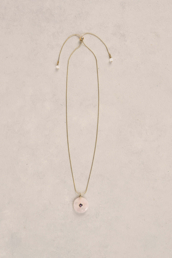 Stone Pendant Necklace - Light Pink