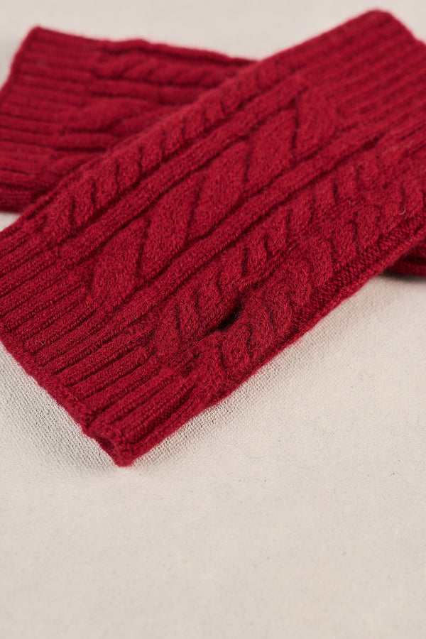 Catriona Cable Mittens - Red