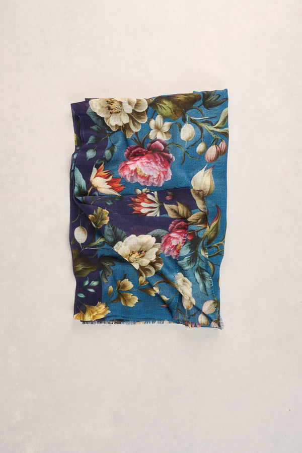 Floral Printed Wool Scarf - Multicolour