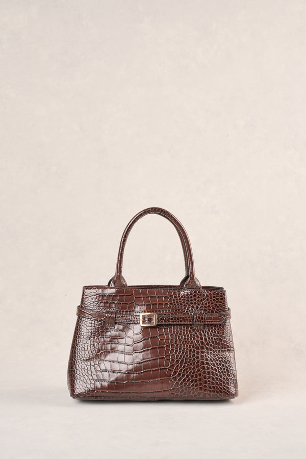 Croc Buckle Detail Bag - Chocolate
