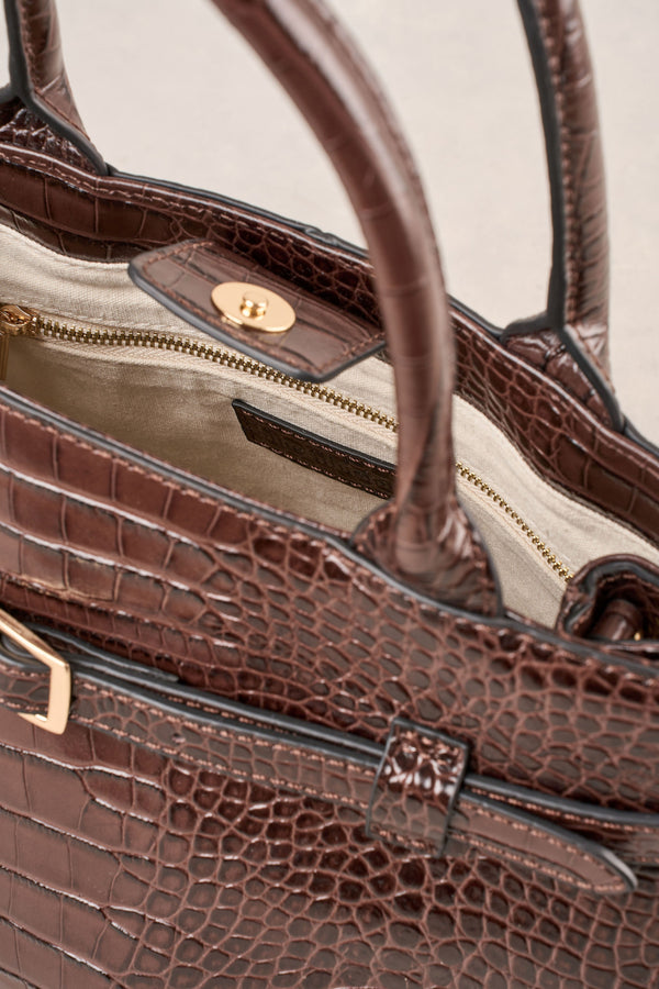 Croc Buckle Detail Bag - Chocolate